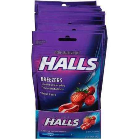 HALLS Halls Breezers Cool Berry Cough Drops 25 Count, PK48 62158